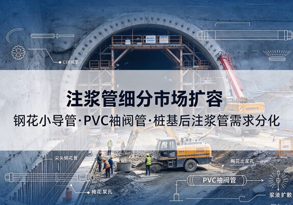 比如注浆管细分市场扩容，隧道钢花小导管、PVC 袖阀管、桩基后注浆管需求分化